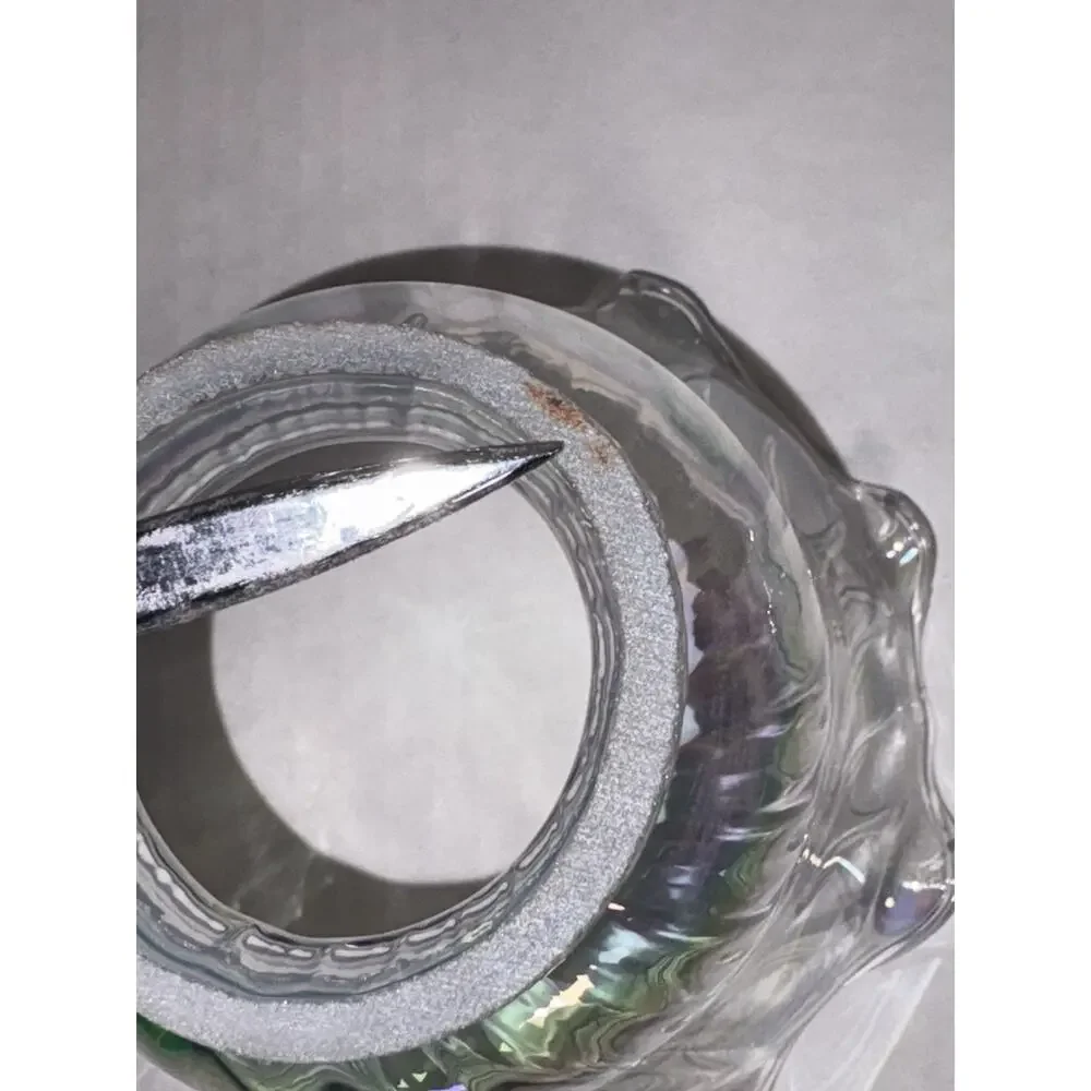 Iridescent 4” Light Shade Hurricane Lamp Swirl Bell Ruffled Fitter 2” Set of 3